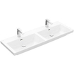 Villeroy & Boch Subway 3.0 lavabo-meuble - 130x47x16.5cm - Rectangulaire 2 trous de robinet 2 vasques avec trop-plein Blanc Alpin brillant Ceramic+ SW701123