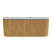 Mondiaz JOYA-DLUX 103.2cm toiletmeubel - ronding links en rechts kleur Oak - Wastafel FAYE positie Midden Zonder kraangat kleur Glace. SW1422018