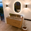 Mondiaz CIRO-DLUX Badkamermeubelset - 110x45x50cm - Solid surface wastafel Oza - 1 wasbak Rechts - 1 kraangat - 2 lades - Oak SW1531127