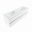 Mondiaz VICA-DLUX ensemble de meuble de salle de bain - 150cm - meuble sous lavabo talc - 4 tiroirs - lavabo encastré cloud double - 2 trous de robinet - version haute de 60cm - opalo SW1088505