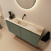 MONDIAZ TURE-DLUX meuble WC 100 cm Army. Lavabo EDEN Frappe position milieu. Sans trou de robinet. SW1102674