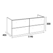 Saniclass EX Meuble sous vasque 119x45.5x50cm 4 tiroirs 2 espaces siphon poignée standard MFC Birch SW499340