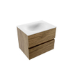 ENSEMBLE DE MEUBLE MONDIAZ VICA - 60x50cm - 2 tiroirs - Chai - lavabo MOON central - 1 trou de robinet - Talc SW1223916