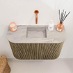 Mondiaz JOYA-DLUX 63.2cm toiletmeubel - ronding links en rechts kleur Dusk - Wastafel FAYE positie Midden Zonder kraangat kleur Glace. SW1423212