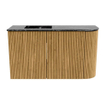 Mondiaz JOYA-DLUX Meuble de salle de bains - 71,6cm - arrondi droit couleur Chêne - Vasque FAYE position Gauche Sans trou de robinet couleur Lava SW1422070