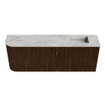 Mondiaz JOYA-DLUX 111.6cm toiletmeubel - ronding links kleur Walnut - Wastafel FAYE positie Rechts Zonder kraangat kleur Glace. SW1422387