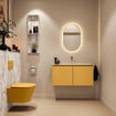 MONDIAZ TURE-DLUX meuble WC 100 cm Ocher. EDEN vasque Glace position centrale. Sans trou de robinet. SW1103389