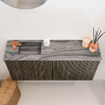 Mondiaz JOYA-DLUX 90cm meuble de salle de bains avec WC - couleur Shadow - Vasque FAYE position Gauche 1 trou de robinet couleur Sombra. SW1425201