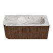 MONDIAZ KURVE-DLUX 105cm Meuble salle de bain avec module 25 G - couleur Walnut - 1 tiroir - 1 porte - vasque BIG SMALL droite - sans trou de robinet - couleur Glace SW1138051