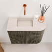 Mondiaz JOYA-DLUX 51.6cm toiletmeubel - ronding rechts kleur Shadow - Wastafel FAYE positie Links Zonder kraangat kleur Meli. SW1424912
