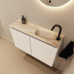 MONDIAZ TURE-DLUX Meuble toilette - 80cm - Talc - EDEN - vasque Frappe - position droite - 1 trou de robinet SW1102596