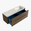 Mondiaz CIRO-DLUX Meuble de salle de bains - 140x45x50cm - Plan vasque solid surface Ostra - 1 lavabo à droite - 1 trou de robinet - 4 tiroirs - Dusk SW1533431