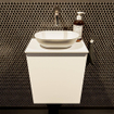Mondiaz Fowy Toiletmeubel - 40x50x23cm - talc mat - 0 kraangaten - wasbak midden - 1 deur - solid surface - blad MDF - wasbak: wit SW760815