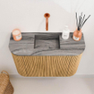 Mondiaz JOYA-DLUX 63.2cm toiletmeubel - ronding links en rechts kleur Oak - Wastafel FAYE positie Midden Zonder kraangat kleur Sombra. SW1424296