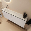 MONDIAZ TURE-DLUX Meuble toilette - 120cm - Linen - EDEN - vasque Opalo - position gauche - sans trou de robinet SW1104402