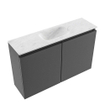 MONDIAZ TURE-DLUX Meuble toilette - 80cm - Dark Grey - EDEN - vasque Opalo - position centrale - 1 trou de robinet SW1104298