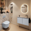 MONDIAZ TURE-DLUX Meuble WC 80 cm Clay. Lavabo EDEN Glace position droite. Avec 1 trou de robinet. SW1103205