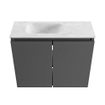 MONDIAZ TURE-DLUX Meuble toilette - 60cm - Dark Grey - EDEN - vasque Opalo - position gauche - sans trou de robinet SW1104333