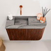 Mondiaz JOYA-DLUX Meuble de toilette 61,6cm - arrondi droit couleur Ruby - Vasque FAYE position Gauche Sans trou de robinet couleur Sombra SW1425701