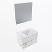 Mondiaz VICA ensemble de meuble de salle de bain - 70cm - meuble sous-vasque carrara - 2 tiroirs - lavabo cloud milieu - sans trous de robinet - couleur talc - miroir LED - version XL 60cm de haut SW1095800