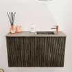 Mondiaz JOYA-DLUX 70cm toiletmeubel - kleur Shadow - Wastafel FAYE positie Rechts 1 kraangat kleur Oza. SW1425039