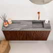Mondiaz JOYA-DLUX 90cm toiletmeubel - kleur Ruby - Wastafel FAYE positie Rechts Zonder kraangat kleur Sombra. SW1425671