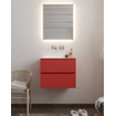 Mondiaz VICA ensemble de meuble de salle de bain - 60cm - meuble sous-vasque fire - 2 tiroirs - lavabo cloud milieu - sans trou de robinet - miroir LED - version XL 60cm de haut SW1097980