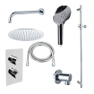 Fortifura Calvi Ensemble de douche à encastrer - thermostatique - bras mural - glissière - douche principale de 30 cm - douchette ronde - flexible de douche en métal - chrome SW1412051