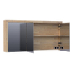 BRAUER Natural Wood spiegelkast 140x70x15cm met 3 links- en rechtsdraaiende spiegeldeuren Hout Grey oak SW371849