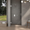 FugaFlow Eccelente Vetro Cabine de Douche - 100x140x200cm - charnières - poignée de porte - barre de stabilisation - plat - verre de sécurité clair - Acier Inoxydable PVD (Acier Inoxydable) SW1222617