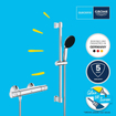 GROHE Precision Start Doucheset - thermostatische douchekraan - met glijstangset - 60cm - ronde handdouche - 1 straalsoort - gladde doucheslang - chroom SW1028143