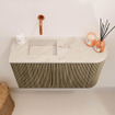Mondiaz JOYA-DLUX 71.6cm toiletmeubel - ronding rechts kleur Dusk - Wastafel FAYE positie Links Zonder kraangat kleur Frappe. SW1423099