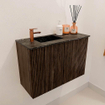 Mondiaz JOYA-DLUX 60cm toiletmeubel - kleur Walnut - Wastafel FAYE positie Links 1 kraangat kleur Lava. SW1422417