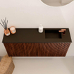 Mondiaz JOYA 90cm toiletmeubel - kleur Ruby - Wastafel FAYE positie Rechts 1 kraangat kleur Urban. SW1421810