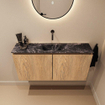 MONDIAZ TURE-DLUX Meuble de toilettes 100 cm Washed Oak. Lavabo EDEN Lava position milieu. Sans trou de robinet. SW1104136