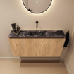 MONDIAZ TURE-DLUX Meuble toilette - 100cm - Washed Oak - EDEN - vasque Lava - position centrale - sans trou de robinet SW1104136