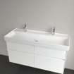Villeroy & Boch Collaro lavabo meuble - 120x47cm - sans trop-plein 2 trous de robinet en stone white SW358331