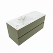 MONDIAZ VICA-DLUX Ensemble de meuble de salle de bains - 110cm - meuble bas army - 2 tiroirs - vasque encastrée cloud à gauche - 1 trou de robinet - version haute 60cm - frape SW1088696