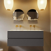 MONDIAZ VICA-DLUX Ensemble meuble de salle de bains - 120cm - meuble bas dark grey - 2 tiroirs - lavabo encastré cloud double - sans trous de robinet - version haute 60cm - frape SW1088827