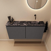 MONDIAZ TURE-DLUX Meuble toilette - 100cm - Dark Grey - EDEN - vasque Lava - position droite - sans trou de robinet SW1103797