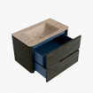 Mondiaz CIRO-DLUX Ensemble de meubles de salle de bains - 80x45x50cm - vasque Solid surface Saba - 1 lavabo au milieu - sans trous de robinetterie - 2 tiroirs - Shadow SW1532690