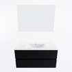 Mondiaz VICA ensemble de meuble de salle de bain - 100cm - meuble sous-vasque urban - 2 tiroirs - lavabo denia milieu - 1 trou de robinet - couleur Blanc Brillant - miroir LED - version XL 60cm de haut SW1091898