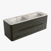 Mondiaz CIRO-DLUX Ensemble de meubles de salle de bains - 140x45x50cm - lavabo en solid surface Frappe - 2 vasques double - 2 trous de robinetterie - 4 tiroirs - Shadow SW1532025