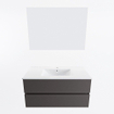 Mondiaz VICA ensemble de meuble de salle de bain - 100cm - meuble sous-vasque gris foncé - 2 tiroirs - lavabo denia milieu - 1 trou de robinet - couleur Blanc Brillant - miroir LED - version XL 60cm de haut SW1091865