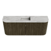 Mondiaz JOYA-DLUX Meuble de salle de bains 103.2cm - arrondis gauche et droite couleur Shadow - Vasque FAYE position Milieu Sans trou de robinet couleur Glace SW1422810
