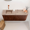 Mondiaz JOYA-DLUX 91.6cm toiletmeubel - ronding rechts kleur Ruby - Wastafel FAYE positie Links Zonder kraangat kleur Arena. SW1425309