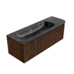 MONDIAZ KURVE-DLUX meuble de salle de bains 135cm avec module 25 R couleur noyer avec 1 tiroir et 1 porte. Vasque BIG MEDIUM gauche 1 trou de robinetterie couleur lave. SW1137248