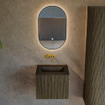 Mondiaz KURVE Ensemble meuble de salle de bains - 50x46x40cm - 1 tiroir - lavabo solid surface - central - sans trou de robinet - Shadow SW1414167