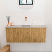 Mondiaz JOYA-DLUX 100cm meuble de toilette - couleur Chêne - Vasque FAYE position Milieu Sans trou de robinet couleur Glace SW1421999