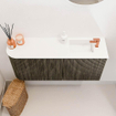 Mondiaz JOYA 91.6cm meuble de salle de bains - arrondi gauche couleur Shadow - Vasque FAYE position Droite 1 trou de robinet couleur Talc. SW1421544